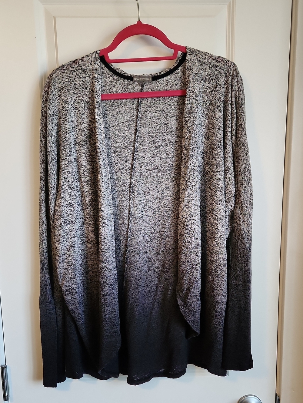 Warehouse Black and Gray Ombre Open-Front Cardigan